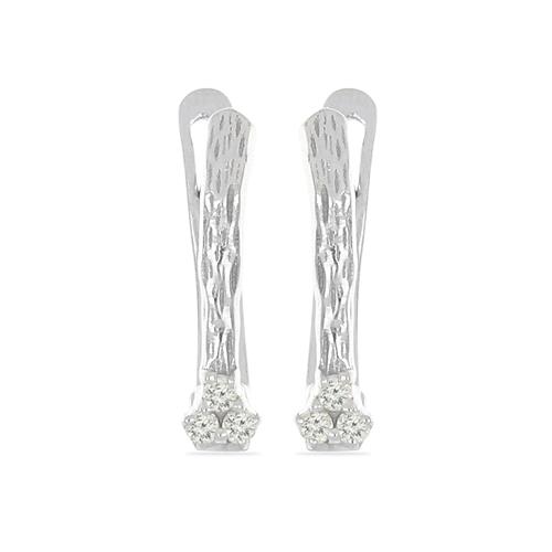 BUY REAL WHITE DIAMOND DOUBLE CUT GEMSTONE EARRINGS IN 925 SILVER 